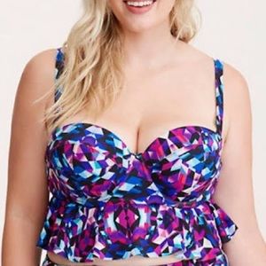 Torrid geo print peplum Tankini swim top kaleidoscope push-up 3